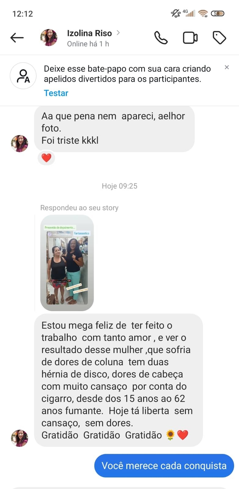Depoimento de aluna da Academia Auricular