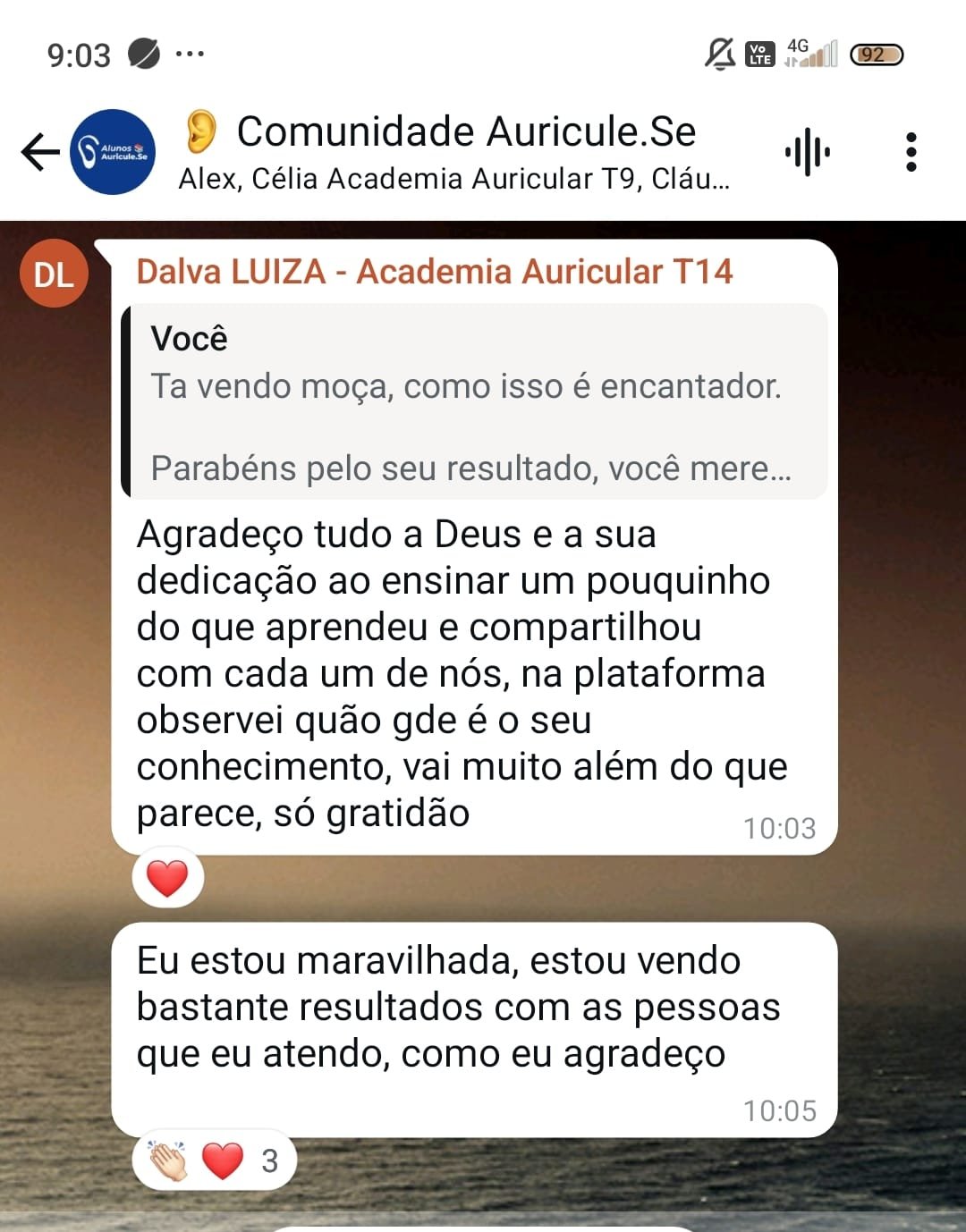 Depoimento de aluna da Academia Auricular